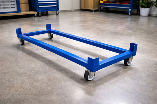 Hafif Rack Tekerlekli Baza - Taşınabilir, Portatif Depo Rafı Bazası Mavi-50x150 cm