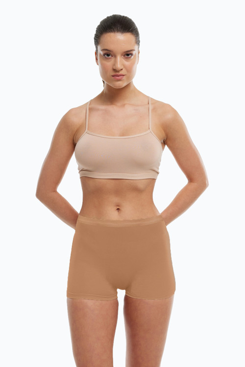Kadın Cappuccino Görünmez İz Yapmayan Modal Yüksek Bel Boxer 108