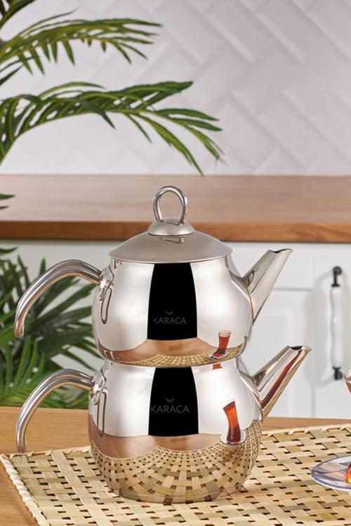 Adelya İndüksiyon Tabanlı Mini Boy Metal Çaydanlık Takımı