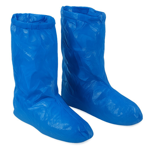 250 Adet Çizme için 60 Mikron Galoş Plastik Kaymayan Sıvı Geçirmez Mavi Uzun Büyük Polietilen