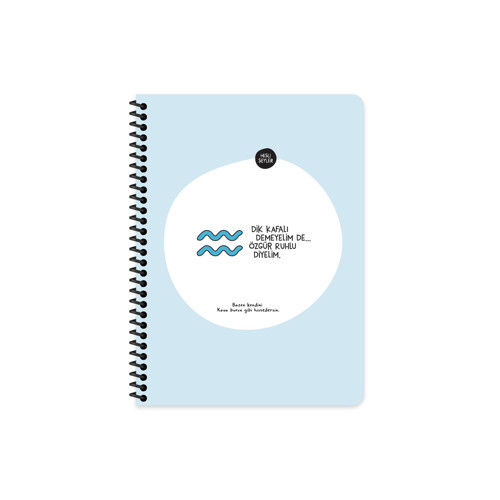 Burçlar Serisi 16,5x22,5 Kareli Spiralli Stickerli Defter - Dik Kafalı Demeyelim De Özgür Ruhlu Diyelim