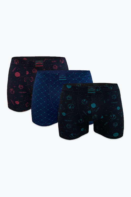 Erkek 3'Lü Desenli Premium Collection Modal Boxer 3M251
