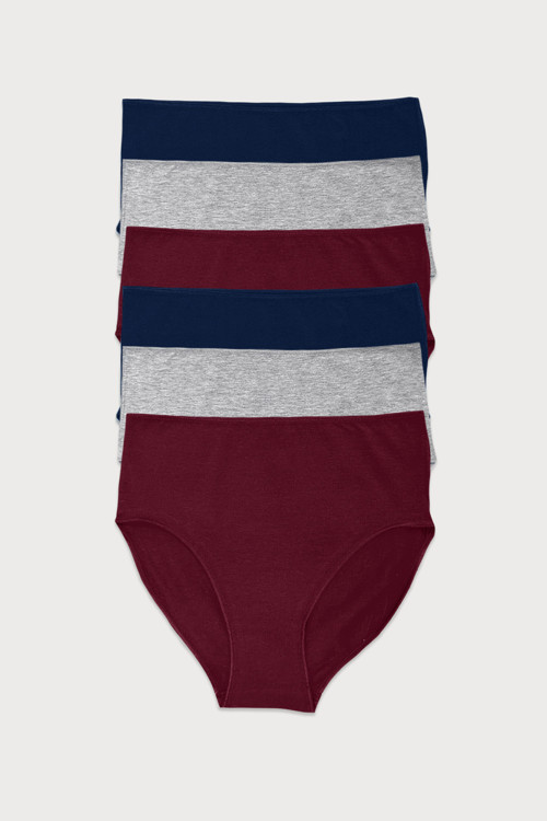 Kadın Lacivert Gri Bordo 6 Lı Paket Modal Yüksek Bel Slip Külot 1955
