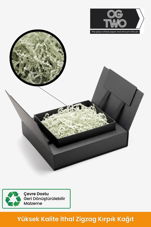 Premium Zig Zag Kırpık Kağıt Hediye Kutusu Süsleme Için Dolgu Pelur Kırpıntı 50 Gr Kağıt Açık Yeşil