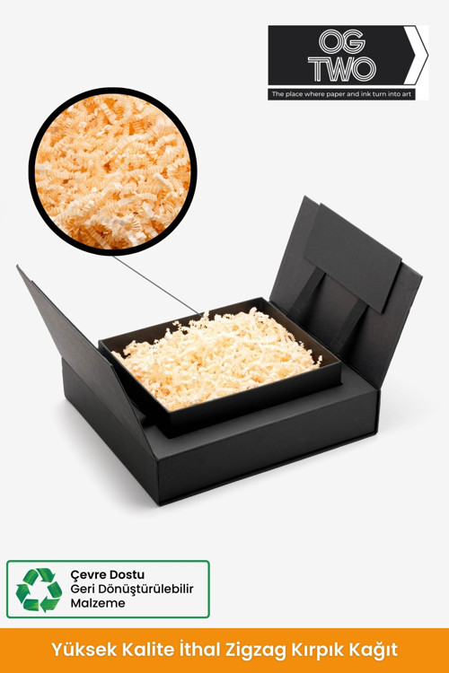 Premium Zig Zag Kırpık Kağıt Hediye Kutusu Süsleme Için Dolgu Pelur Kırpıntı 50 Gr Kağıt Krem