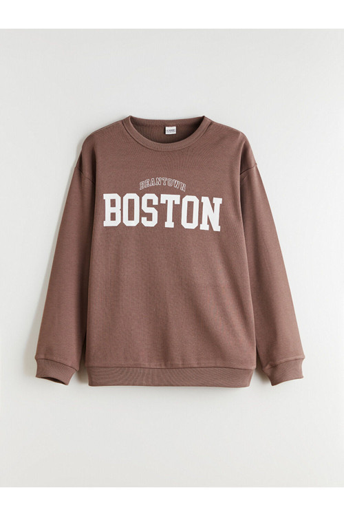 Bisiklet Yaka Boston Baskılı Erkek Çocuk Tişört