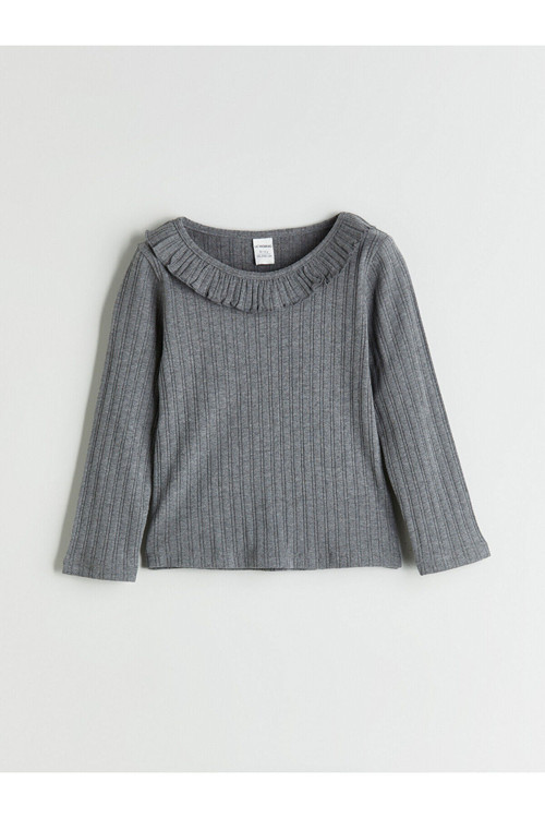 Yeni Sezon Uzun Kollu Dokulu Kız Çocuk Tişört