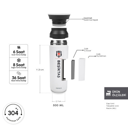 x Beşiktaş Logo Termos 500 ml