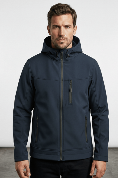 Erkek Mont İçi Polarlı Softshell Mont Su ve Rüzgar Geçirmez Kapüşonlu Spor Mont