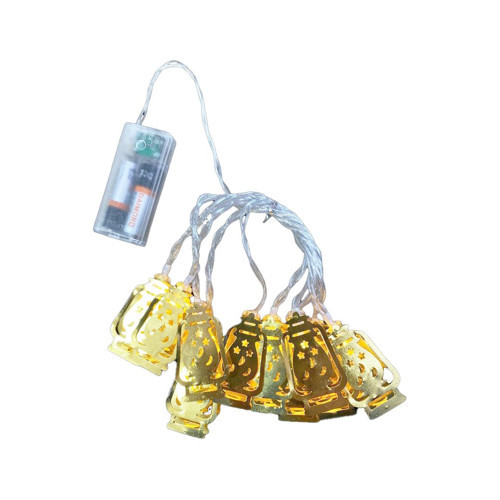 GAZ LAMBA MODEL=10PCS GOLD METAL PİLLİ DEKORATİF LED IŞIK - LAMBA 2MT KABLO (5314)