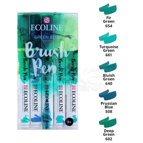 Ecoline Brush Pen 5li Set Yeşil-Mavi Tonlar