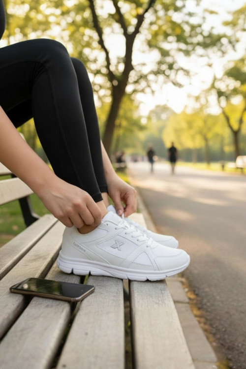 Erkek X Logolu File Detaylı Ortopedik Yürüyüş ve Koşu Ayakkabısı Sneaker