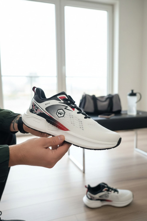 Erkek Spor Ayakkabı Desenli ve Logolu Sneaker Koşu Yürüyüş Performans Modeli