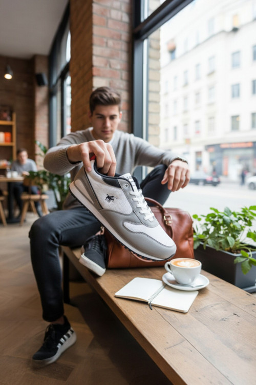 Erkek Tabanlı Retro Spor Ayakkabı Detaylı Günlük Sneaker