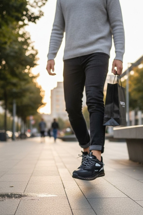 Erkek Spor Ayakkabı Jel Tabanlı Sneaker Şeffaf Taban Detaylı Yürüyüş ve Koşu Modeli