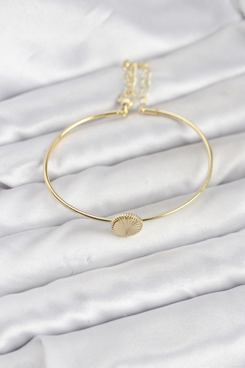Gold Renk Pirinç Model Kadın Bileklik - EBJ260123W39143