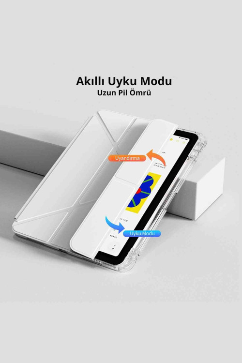 Galaxy Tab S10 Lite 10.9 inç ile Uyumlu Kalem Bölmeli Katlanabilir Standlı Tri Folding Tablet Kılıfı