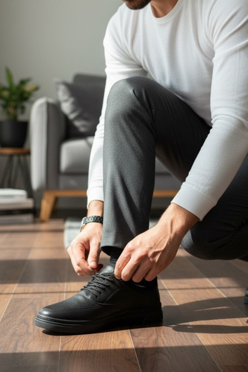 Hakiki Deri Klasik Erkek Sneaker Ayakkabı Ortopedik Taban