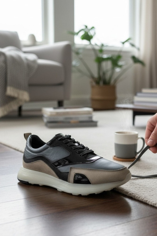 Erkek Casual Sneaker - Hakiki Deri Detaylı Hafif Taban Günlük Yürüyüş Ayakkabısı