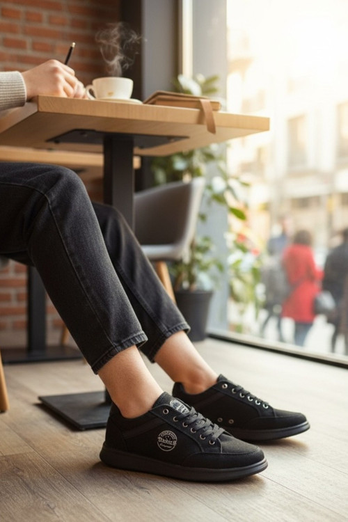 Erkek Spor ve Günlük Ayakkabı Tam Ortopedik Tabanlı Keten Bez Görünümlü Klasik Sneaker