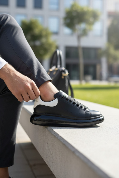 Erkek Alex Model Jel Taban Sneaker Oversize Kalın ve Parlak Tabanlı Lüks Sokak Modeli