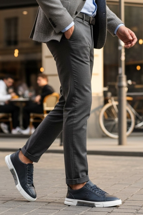 Hakiki Deri Arma Detaylı Günlük Erkek Sneaker Comfort Taban