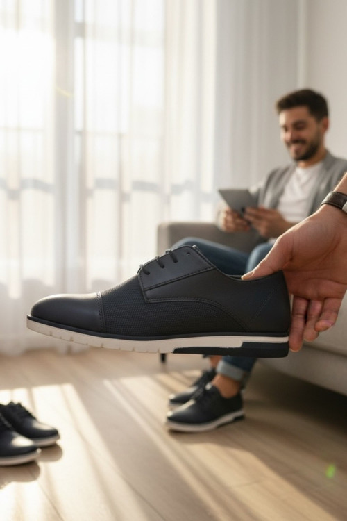 Erkek Smart Casual Ayakkabı - Tekstüre Detaylı Esnek Hafif Tabanlı Şehir Şıklığı Ve Ofis Ayakkabısı