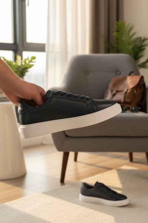 Hakiki Deri Minimalist Günlük Erkek Sneaker Comfort Taban