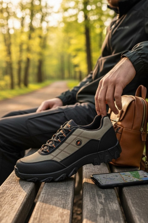 Erkek Vizon Siyah Waterproof Outdoor Trekking ve Doğa Yürüyüş Ayakkabısı