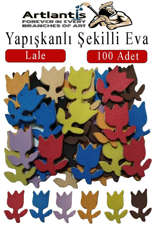 Şekilli Eva Yapışkanlı Lale 100 lü 1 Paket Kendinden Yapışkanlı Eva Sticker Okul Öncesi Kreş Ana Sınıfı