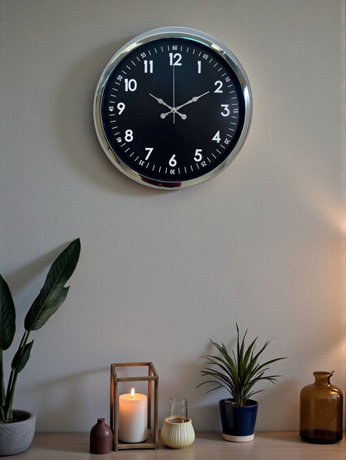 Zentime Klasik 40 Cm Krom Şık Metal Duvar Saati