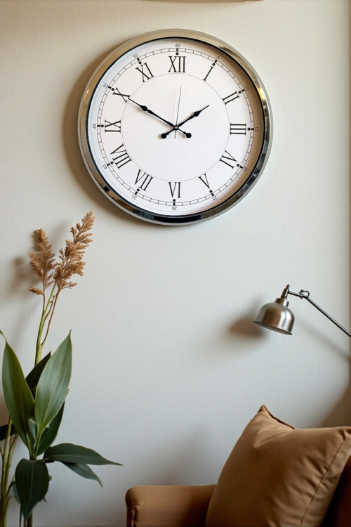 Zentime Roma Zarafeti Krom 52 Cm Metal Duvar Saati