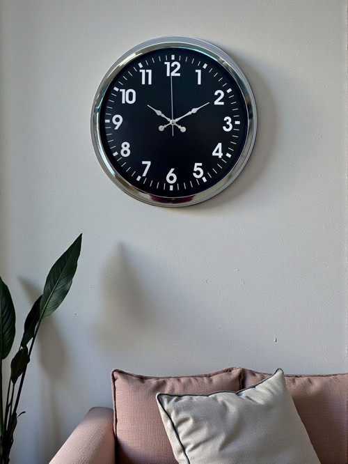 Zentime Modern 40 Cm Metal Krom Standart Duvar Saati