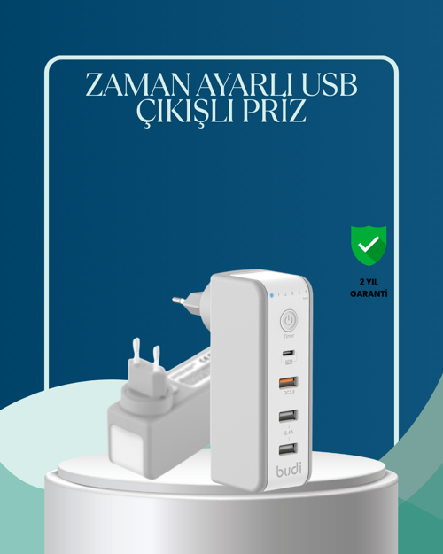 30W Type C Şarj Cihazı Zamanlayıcılı Çok Portlu Tasarım