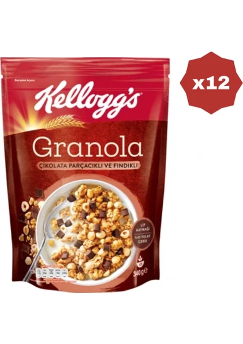 Granola Çikolata ve Fındıklı Tahıl Gevreği 340 Gr - (12 ADET)