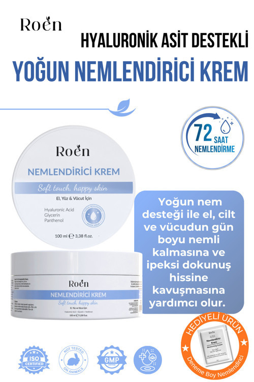 Yoğun Nemlendirici Krem, Hyaluronik Asit, Panthenol, 72 Saat Etkili Nemlendirici Kremi 100 ml