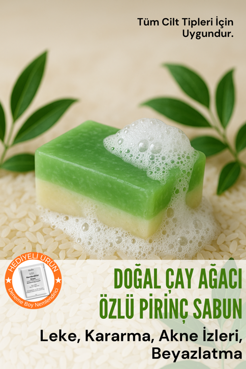 Leke ve İzleri, Beyazlatıcı Etkili, Doğal Çay Ağacı Özü Pirinç Sabunu 110 gr
