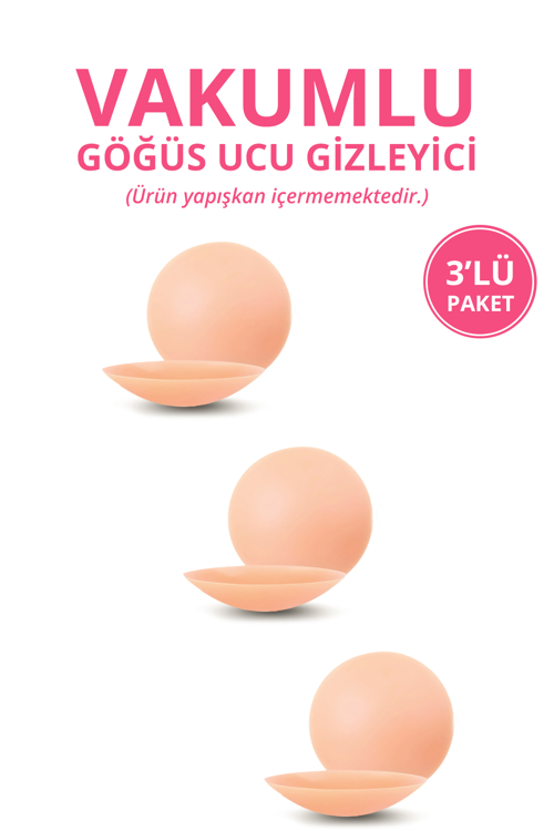 Ten Vakumlu Yapışkansız Göğüs Ucu Kapatıcı, Meme Ucu Kapatıcı 3'lü Paket