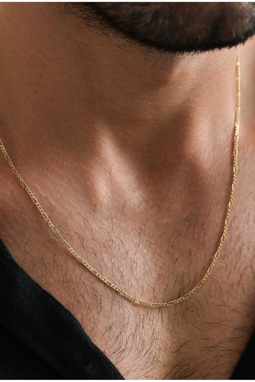 14 K Gold Kaplama 925 Ayar Gümüş Old Money Slim Figaro Kolye
