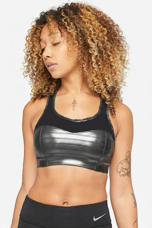 Dri Fit Hight Support Shimmer Alpha Büyük Kesim Kadın Işıltılı Bra Siyah
