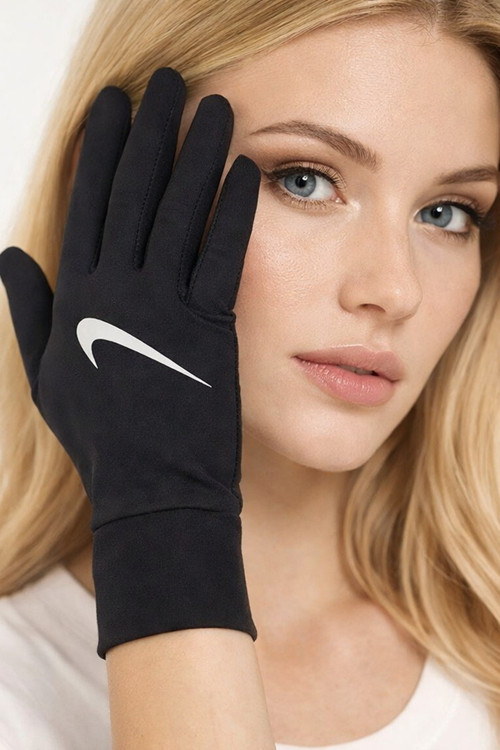 Dry Lightweight Womens Gloves Reflektörlü Dokunmatik Uyumlu Spor Eldiveni Siyah