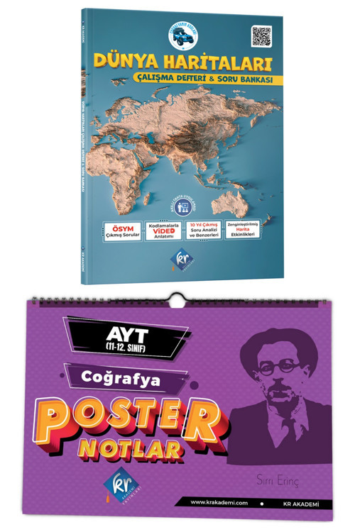 Coğrafyanın Kodları Dünya Haritaları Çalışma Defteri Soru Bankası & AYT Coğrafya Poster Notlar Seti