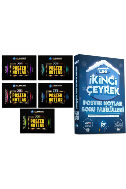 LGS Ikinci Çeyrek Soru Fasikülleri (2. Çeyrek) & LGS Poster Notlar Seti KR Akademi Yayınları