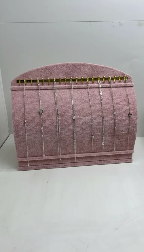 Bombeli Süet Kumaş Pembe Renk 20/24 Cm Ayaklı Kancalı Bileklik Sergileme Standı