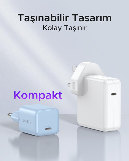 UGREEN 20W GaN Hızlı Şarj Cihazı Type-C QC PD 1xUSB-C, Mavi, 55555 7