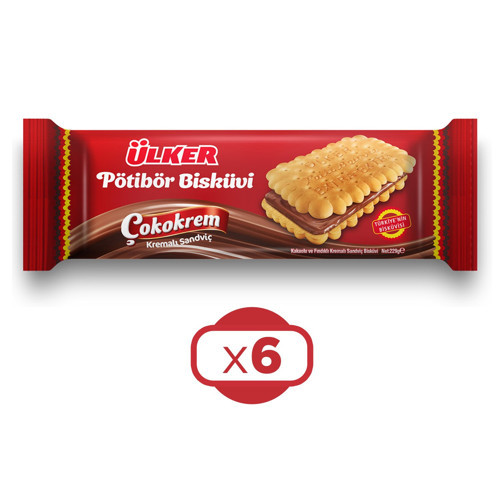 Çokokrem Kremalı Sandviç Pötibör Bisküvi 229 gr x 6 Adet