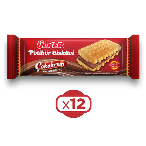 Çokokrem Kremalı Sandviç Pötibör Bisküvi 229 gr x 12 Adet
