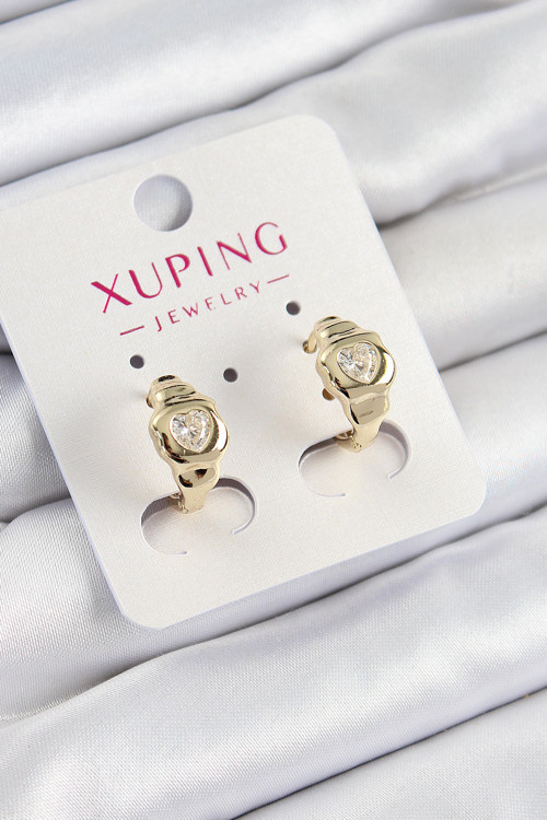 Xuping Zirkon Taşlı Kalp Model Gold Renk Kadın Küpe // XD-BKP10840-ST