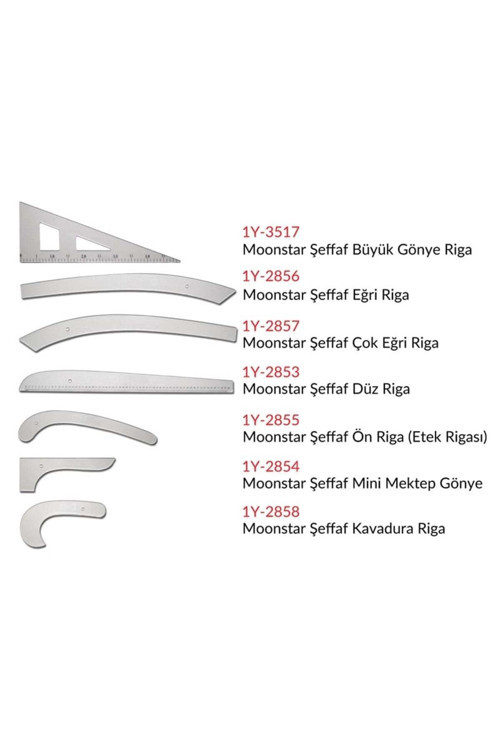 Şeffaf Plastik Riga Cetvel Takım (7 Parça)