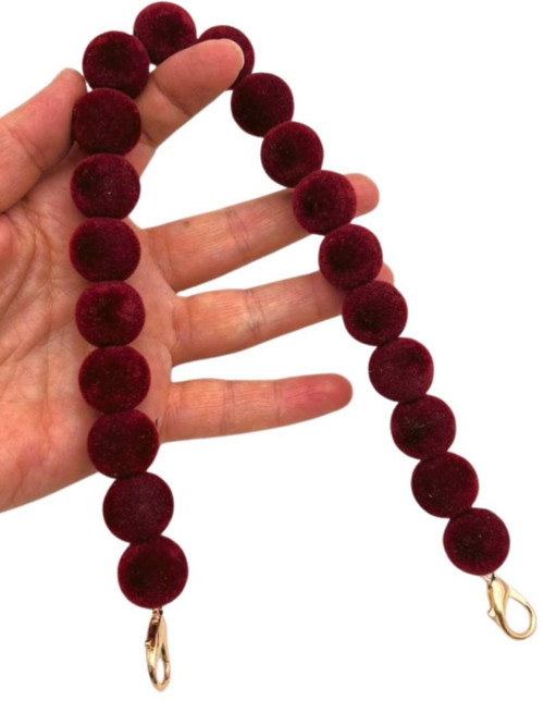 40 Cm Kadife Bordo Renk Çanta Sapı Kancalı